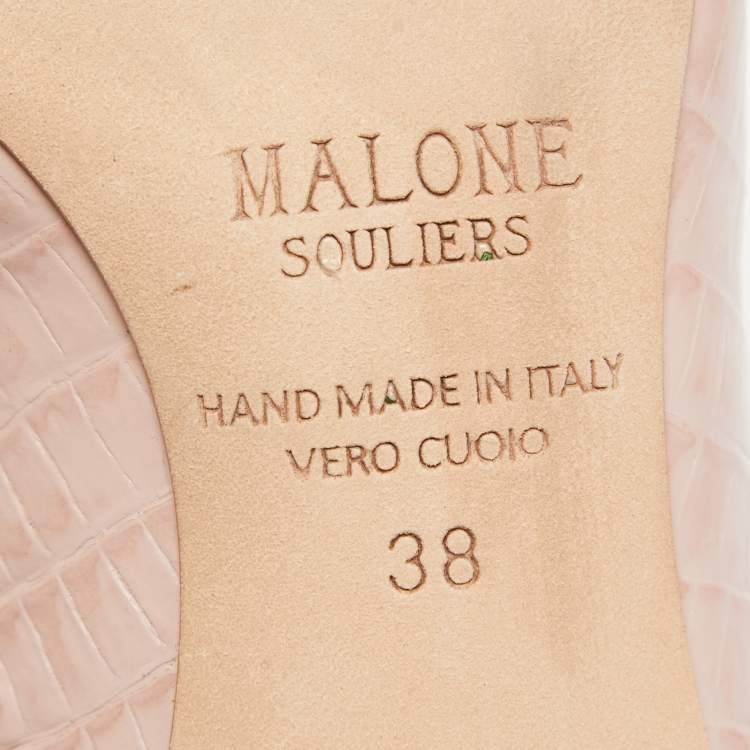 Pre Owned Malone Souliers Pink Croc Embossed Leather Maureen Pumps Size 38