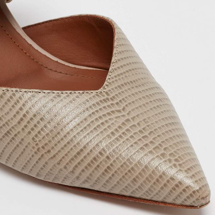 Pre Owned Malone Souliers Grey Leather Maisie Mules Size 37