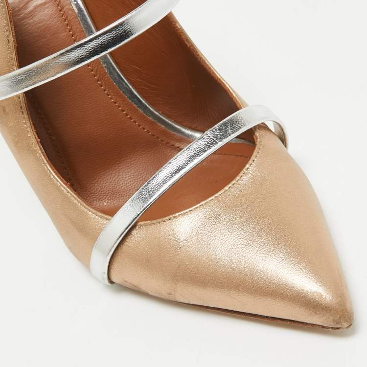 Pre Owned Malone Souliers Metallic Leather Maureen Mules Size 38