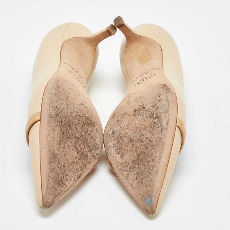 Pre Owned Malone Souliers Cream/Beige Leather Rina Pointed Toe Pumps Size 37