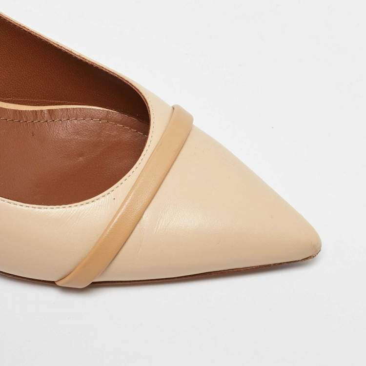 Pre Owned Malone Souliers Cream/Beige Leather Rina Pointed Toe Pumps Size 37