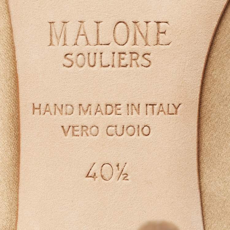Pre Owned Malone Souliers Bronze/ Pink Satin Maureen Mules Size 40.5