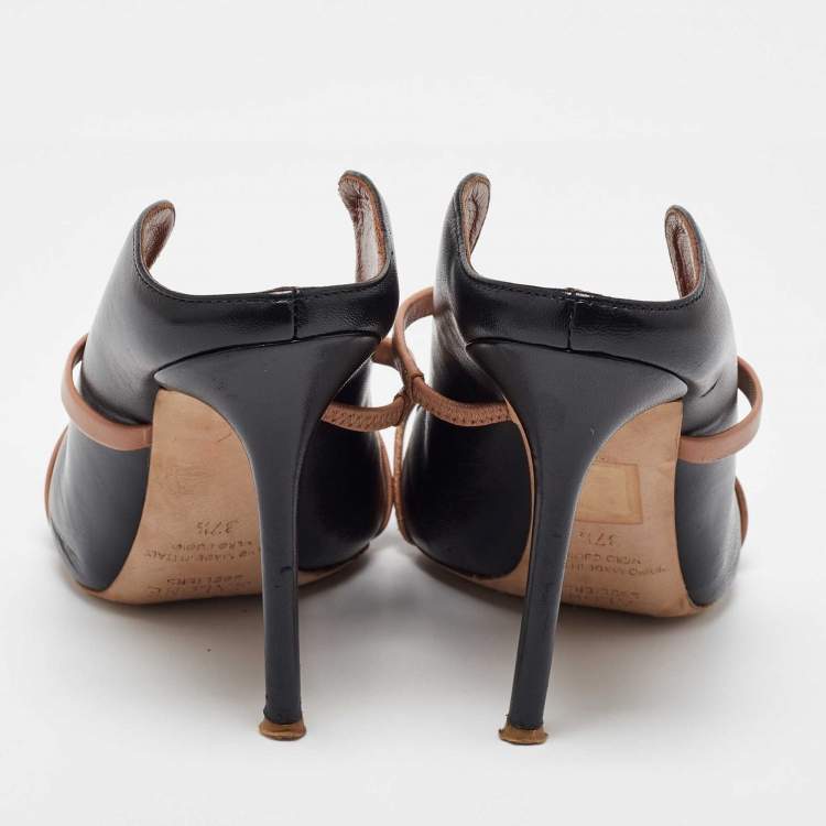 مملوكة مسبقًا Malone Souliers Black/Brown Leather Maureen Pointed Toe Mules Size 37.5