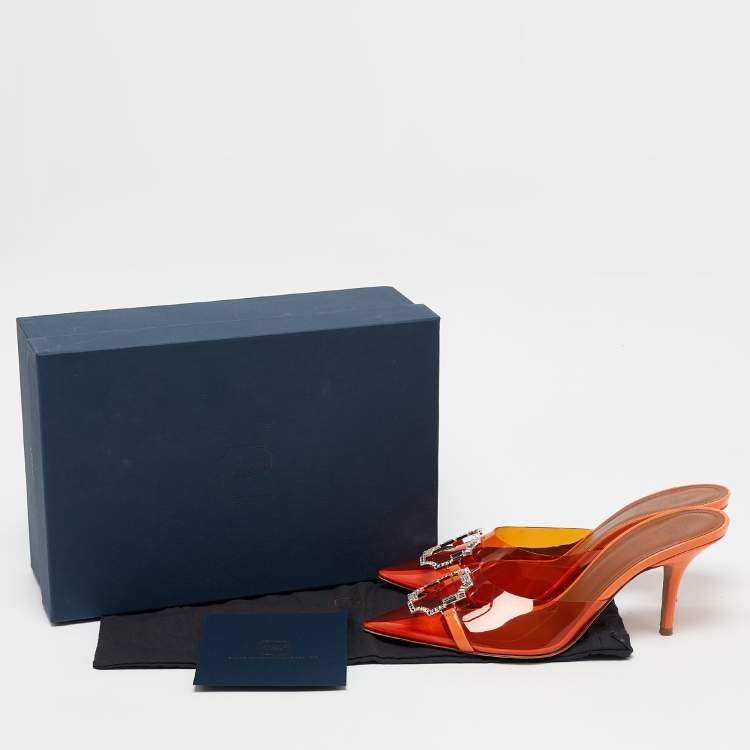Pre Owned Malone Souliers Orange PVC Missy Mules Size 40