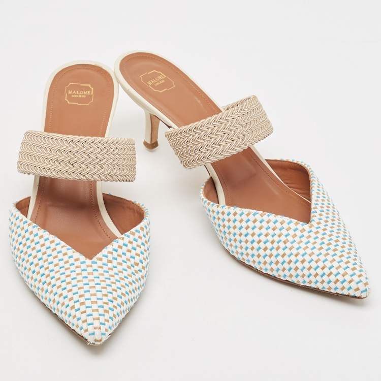 مملوكة مسبقًا Malone Souliers Multicolor Woven Raffia Maisie Mules Size 41