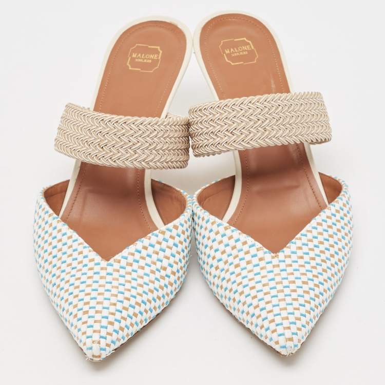 مملوكة مسبقًا Malone Souliers Multicolor Woven Raffia Maisie Mules Size 41