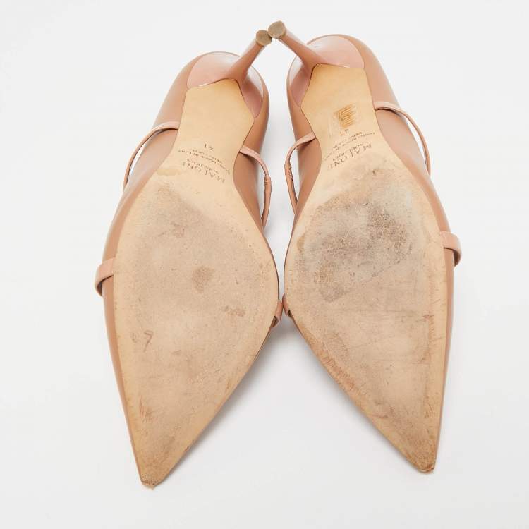Pre Owned Malone Souliers Beige Leather Maureen Pointed Toe Mules Size 41