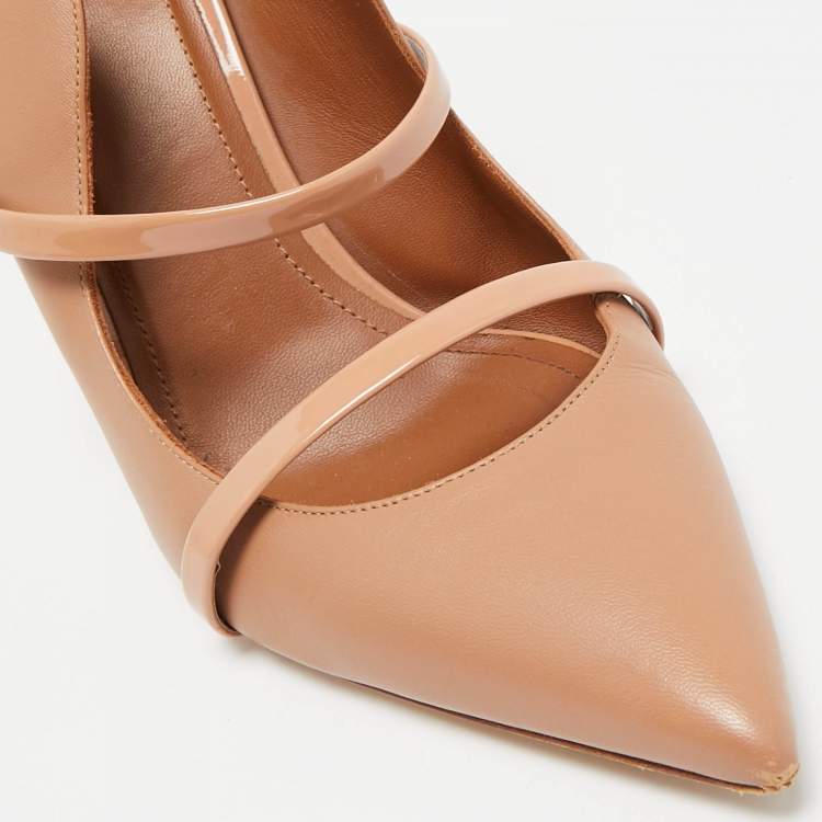 Pre Owned Malone Souliers Beige Leather Maureen Pointed Toe Mules Size 41