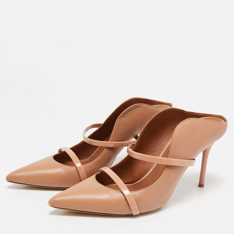 Pre Owned Malone Souliers Beige Leather Maureen Pointed Toe Mules Size 41
