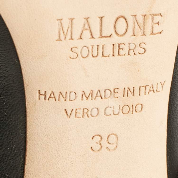 مملوكة مسبقًا Malone Souliers Black/Beige Leather Maureen Sandals Size 39