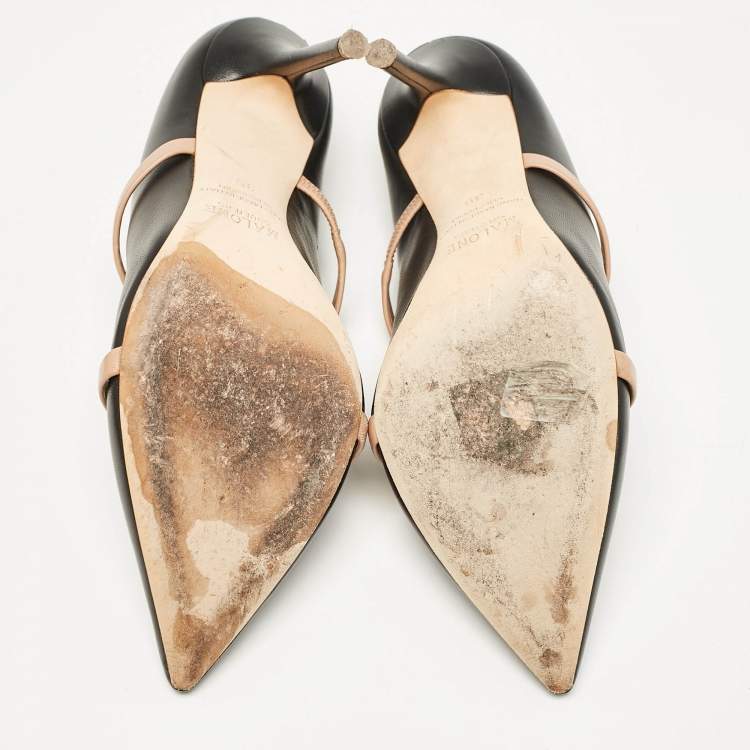 مملوكة مسبقًا Malone Souliers Black/Beige Leather Maureen Sandals Size 39