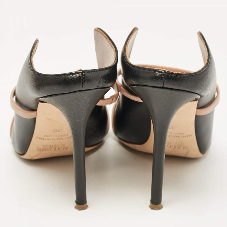 مملوكة مسبقًا Malone Souliers Black/Beige Leather Maureen Sandals Size 39