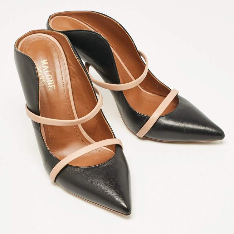 مملوكة مسبقًا Malone Souliers Black/Beige Leather Maureen Sandals Size 39