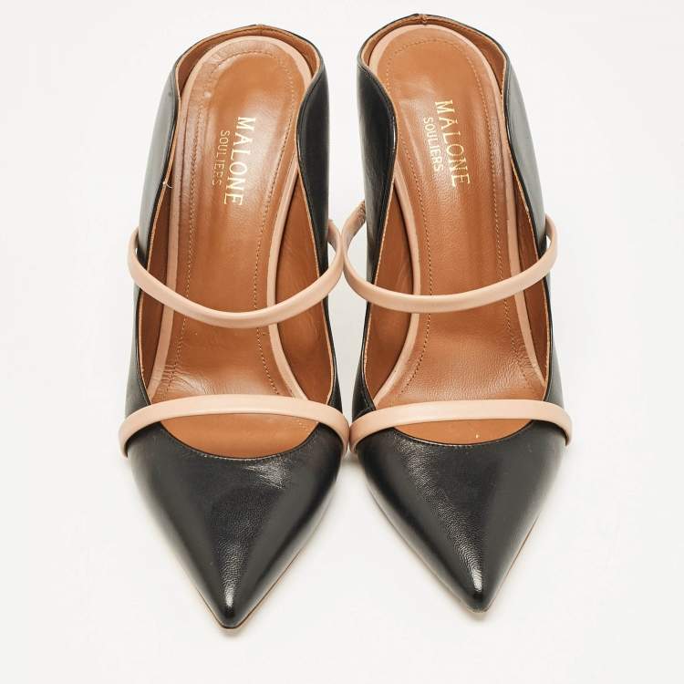 مملوكة مسبقًا Malone Souliers Black/Beige Leather Maureen Sandals Size 39