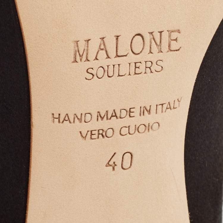 مملوكة مسبقًا Malone Souliers Black/Gold Leather and Satin Maureen Mules Size 40