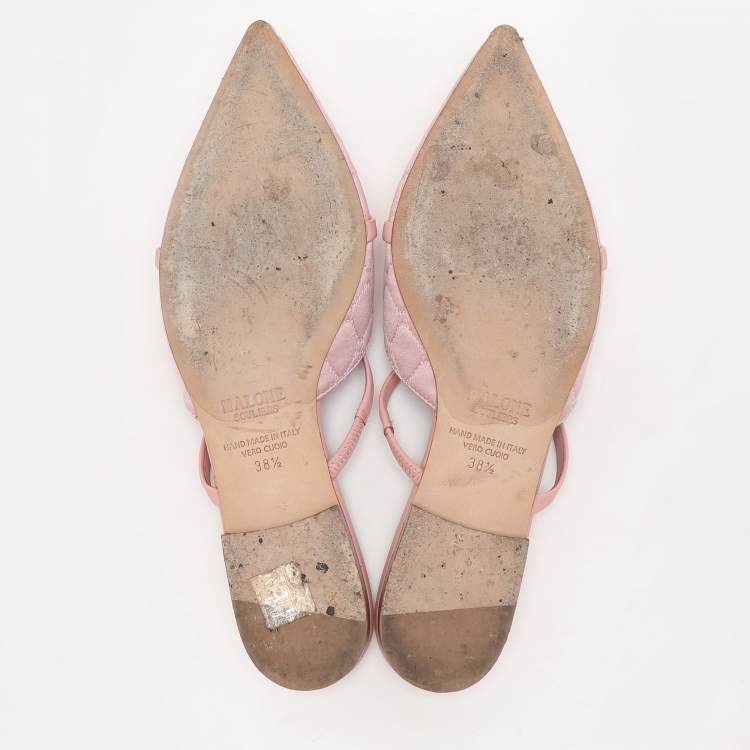 Pre Owned Malone Souliers Beige Leather and Satin Frankie Mules Size 38.5