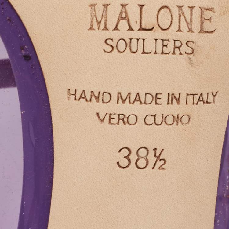 مملوكة مسبقًا Malone Souliers Purple Patent Leather and PVC Maureen Mules Size 38.5