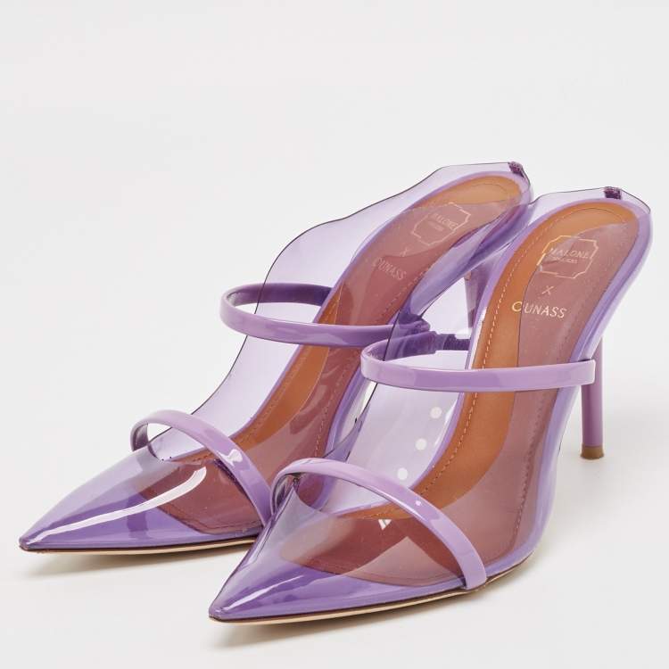 مملوكة مسبقًا Malone Souliers Purple Patent Leather and PVC Maureen Mules Size 38.5