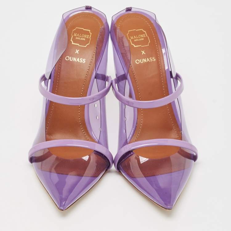 مملوكة مسبقًا Malone Souliers Purple Patent Leather and PVC Maureen Mules Size 38.5