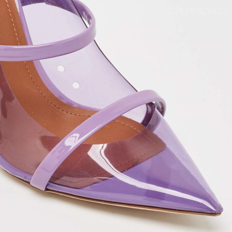 مملوكة مسبقًا Malone Souliers Purple Patent Leather and PVC Maureen Mules Size 38.5