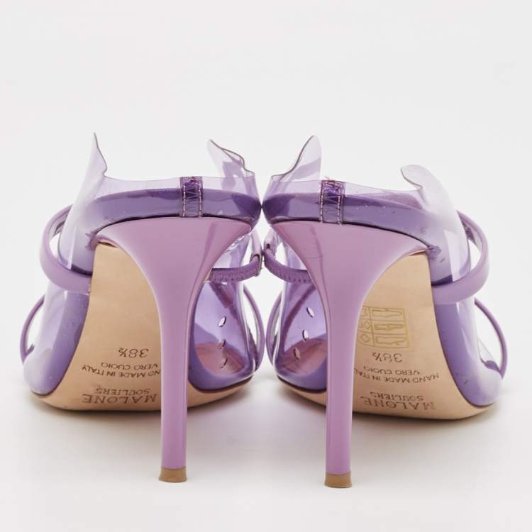 مملوكة مسبقًا Malone Souliers Purple Patent Leather and PVC Maureen Mules Size 38.5