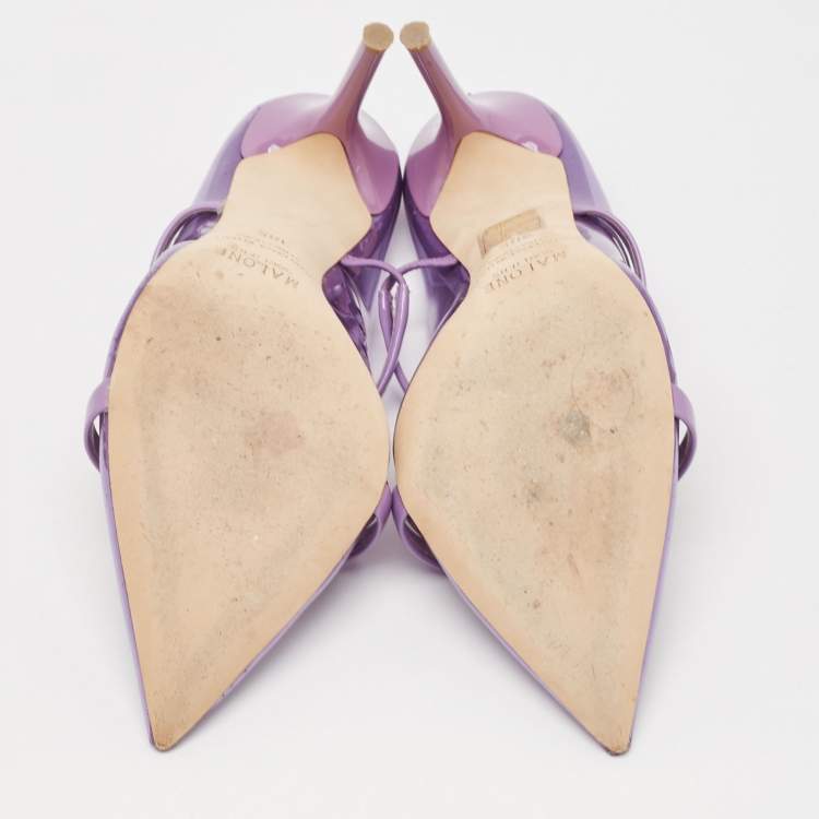 مملوكة مسبقًا Malone Souliers Purple Patent Leather and PVC Maureen Mules Size 38.5