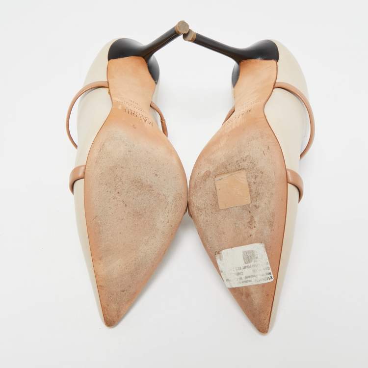 Pre Owned Malone Souliers Beige Leather Maureen Mules Size 38.5