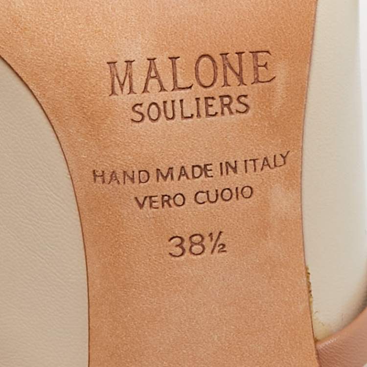 Pre Owned Malone Souliers Beige Leather Maureen Mules Size 38.5