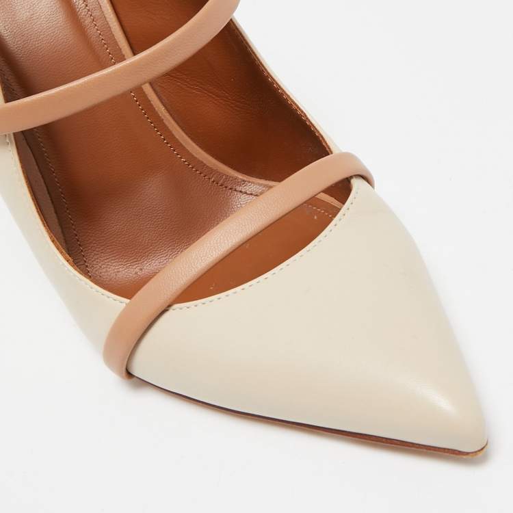 Pre Owned Malone Souliers Beige Leather Maureen Mules Size 38.5