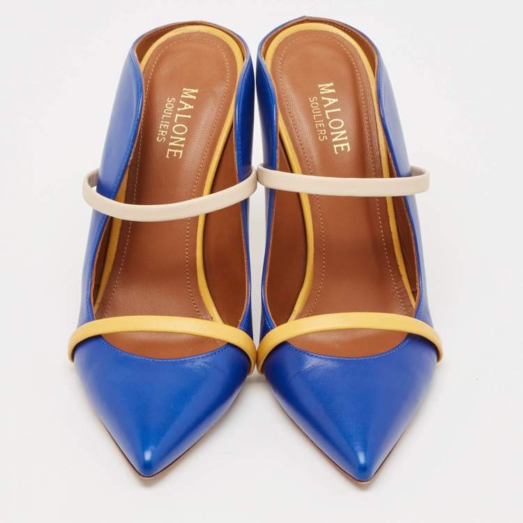 Pre Owned Malone Souliers Blue Leather Maureen Sandals Size 38