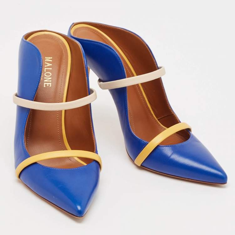 Pre Owned Malone Souliers Blue Leather Maureen Sandals Size 38
