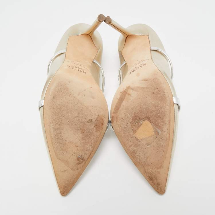 Pre Owned Malone Souliers Metallic Gold/Silver Leather Maureen Pumps Size 41