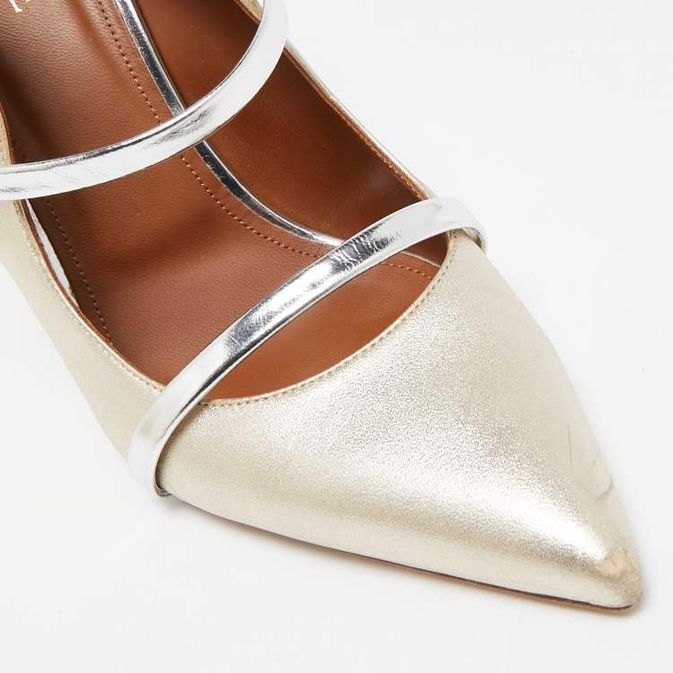 Pre Owned Malone Souliers Metallic Gold/Silver Leather Maureen Pumps Size 41