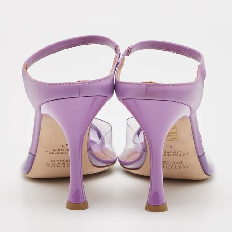 Pre Owned Malone Souliers Purple Leather and PVC Iona Mules Size 41