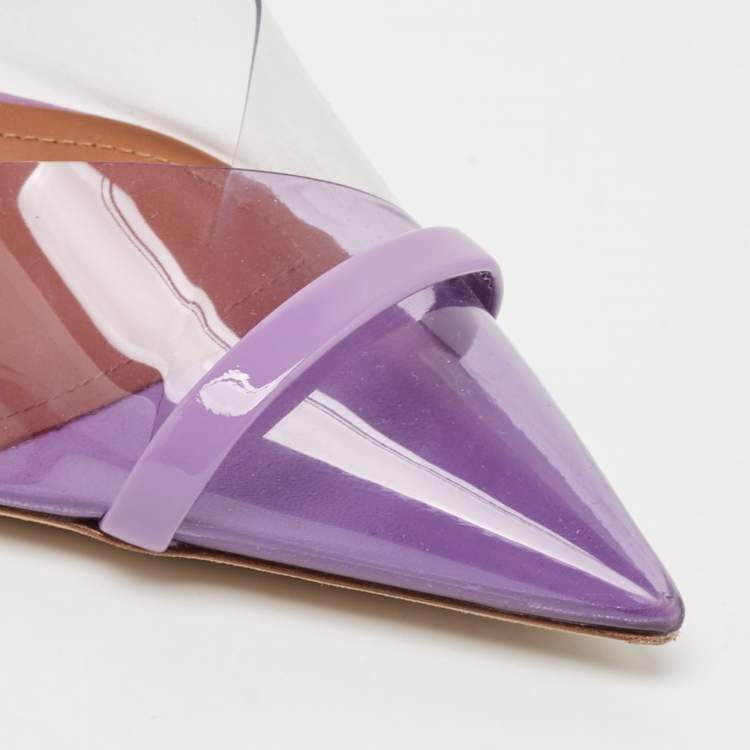 Pre Owned Malone Souliers Purple Leather and PVC Iona Mules Size 41