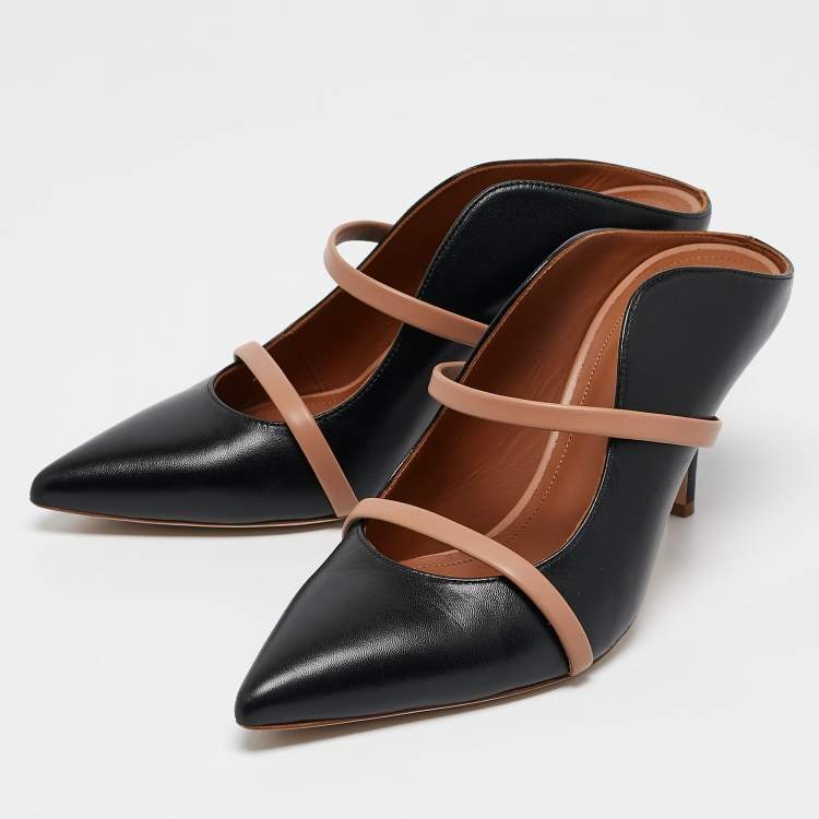 مملوكة مسبقًا Malone Souliers Black/Brown Leather Maureen Mules Size 37.5