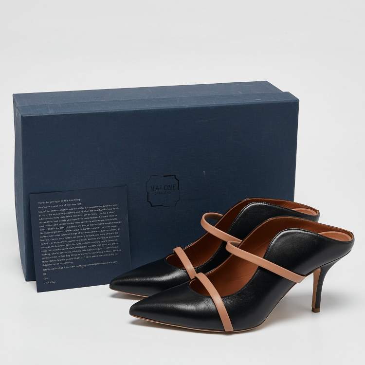 مملوكة مسبقًا Malone Souliers Black/Brown Leather Maureen Mules Size 37.5