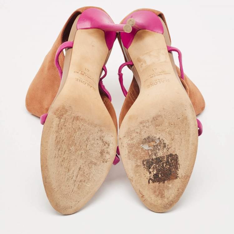 Pre Owned Malone Souliers Beige Leather Madison Pointed Cut Out Toe Ankle Booties Size 41