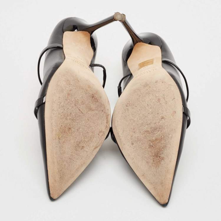 Pre Owned Malone Souliers Black Leather Maureen Pointed Toe Mules Size 40