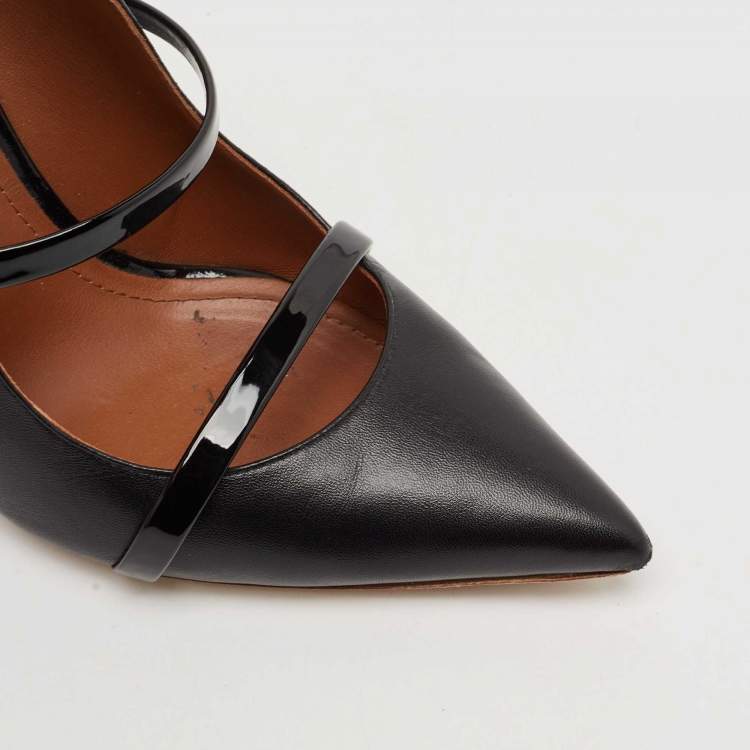 Pre Owned Malone Souliers Black Leather Maureen Pointed Toe Mules Size 40