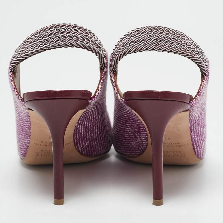 Pre Owned Malone Souliers Purple Raffia Floradita Slingback Pumps Size 41
