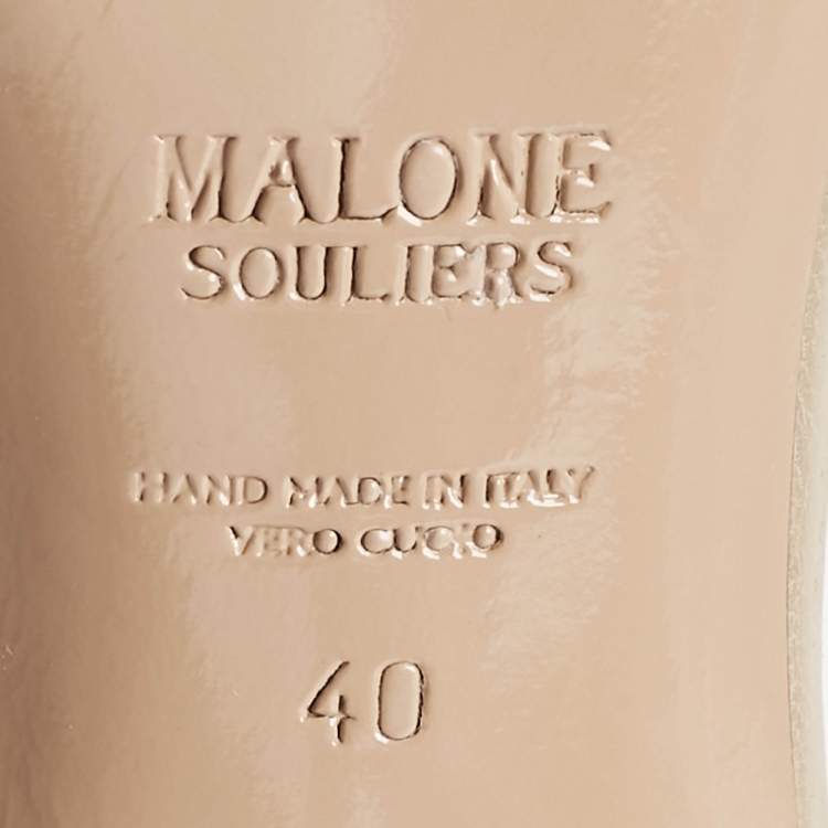 Pre Owned Malone Souliers Beige Leather Ankle Strap Pumps Size 40