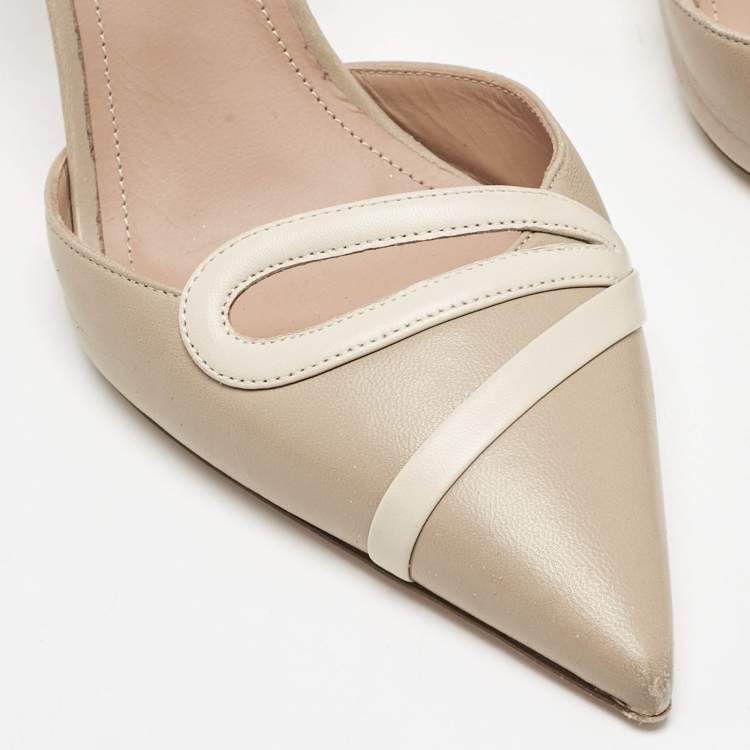 Pre Owned Malone Souliers Beige Leather Ankle Strap Pumps Size 40
