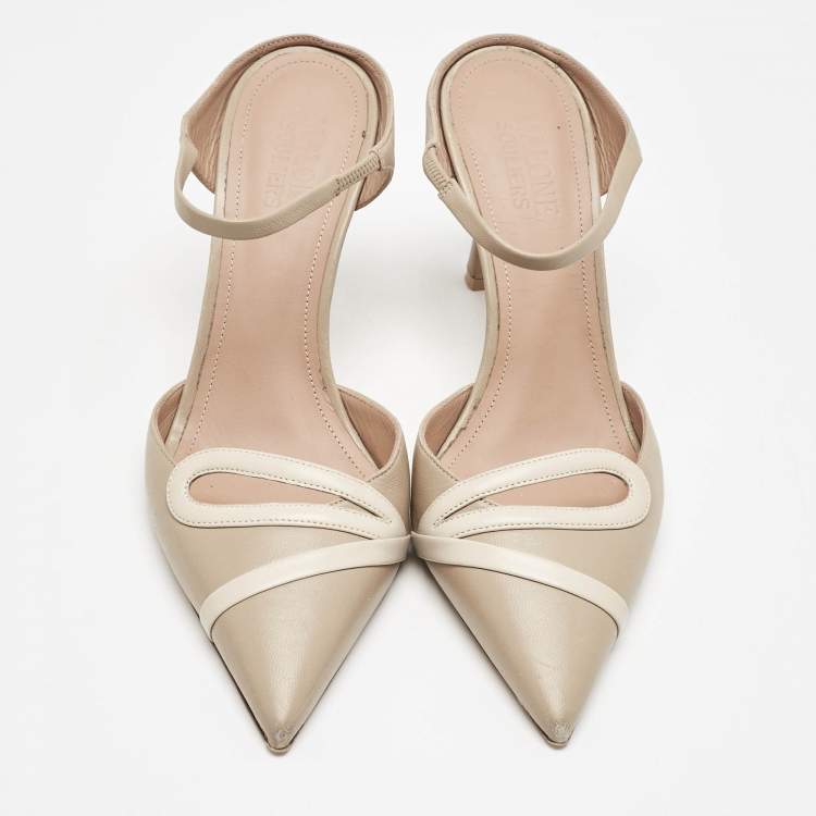 Pre Owned Malone Souliers Beige Leather Ankle Strap Pumps Size 40