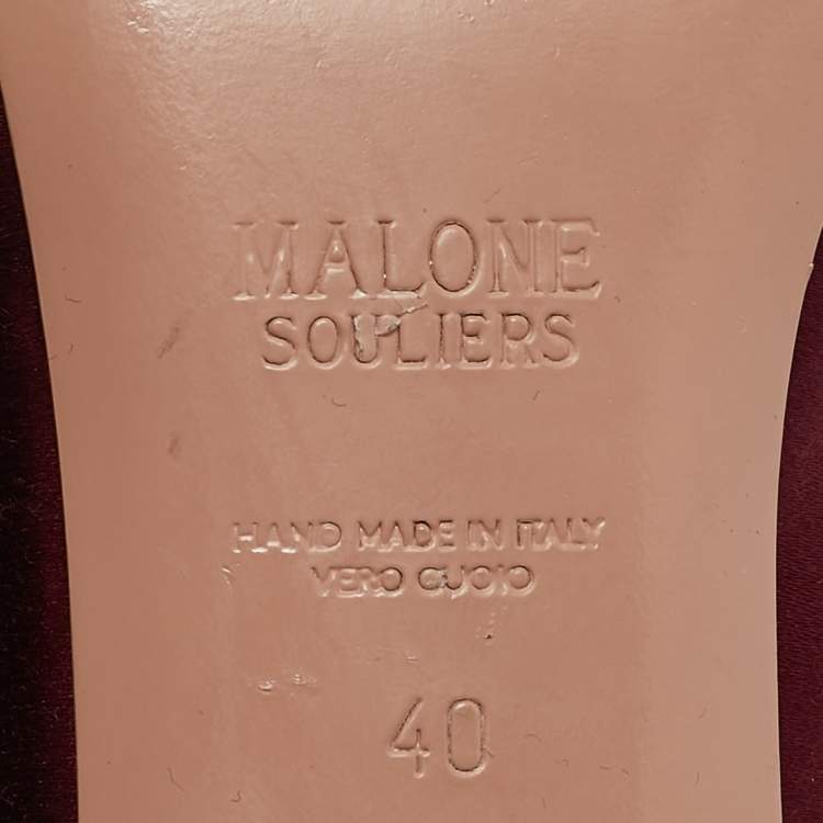 Pre Owned Malone Souliers Burgundy Satin Gael Pumps Size 40