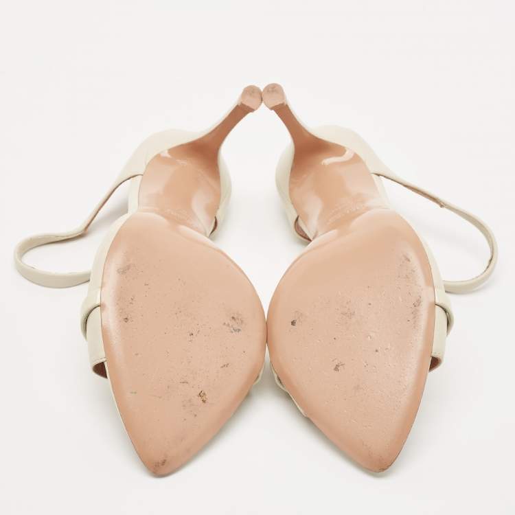 Pre Owned Malone Souliers Cream Leather Una Ankle Strap Sandals Size 38