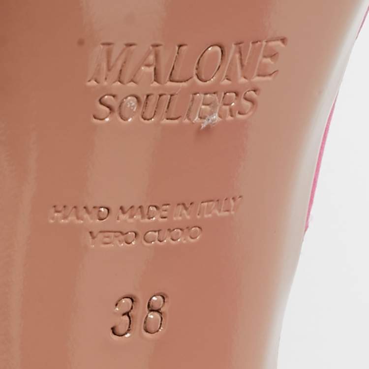 Pre Owned Malone Souliers Pink Satin Platform Pumps Size 38