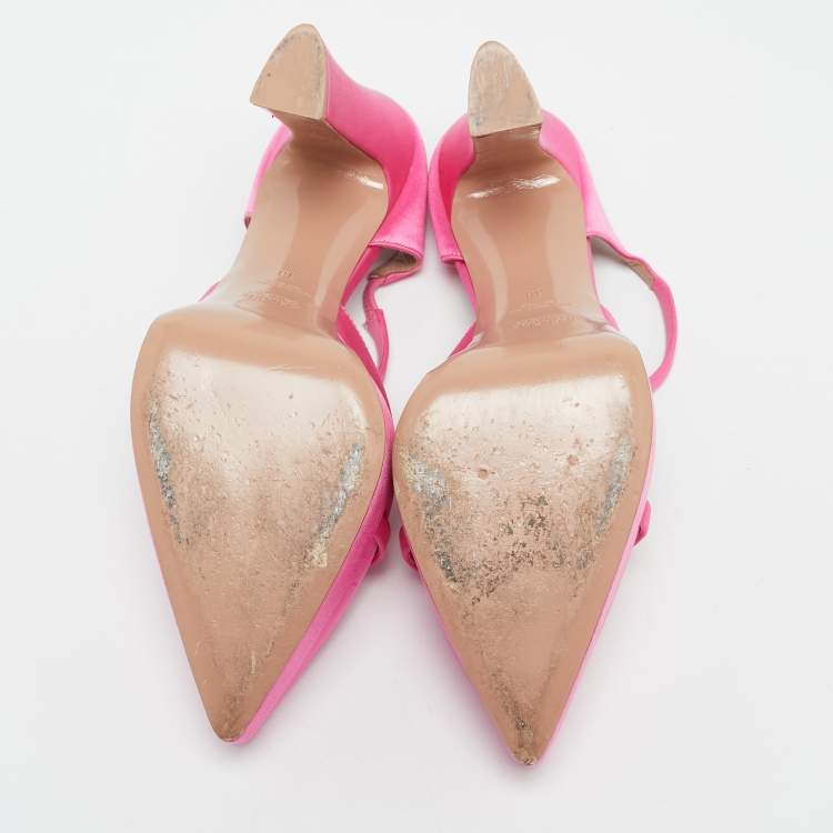 Pre Owned Malone Souliers Pink Satin Platform Pumps Size 38