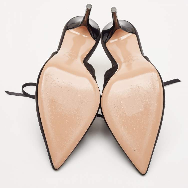 Pre Owned Malone Souliers Black Satin Alia Slingback Pumps Size 40
