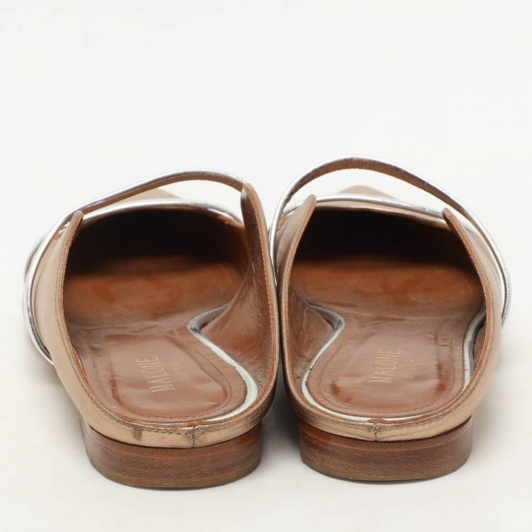 Pre Owned Malone Souliers Metallic Leather Maureen Flats Size 39